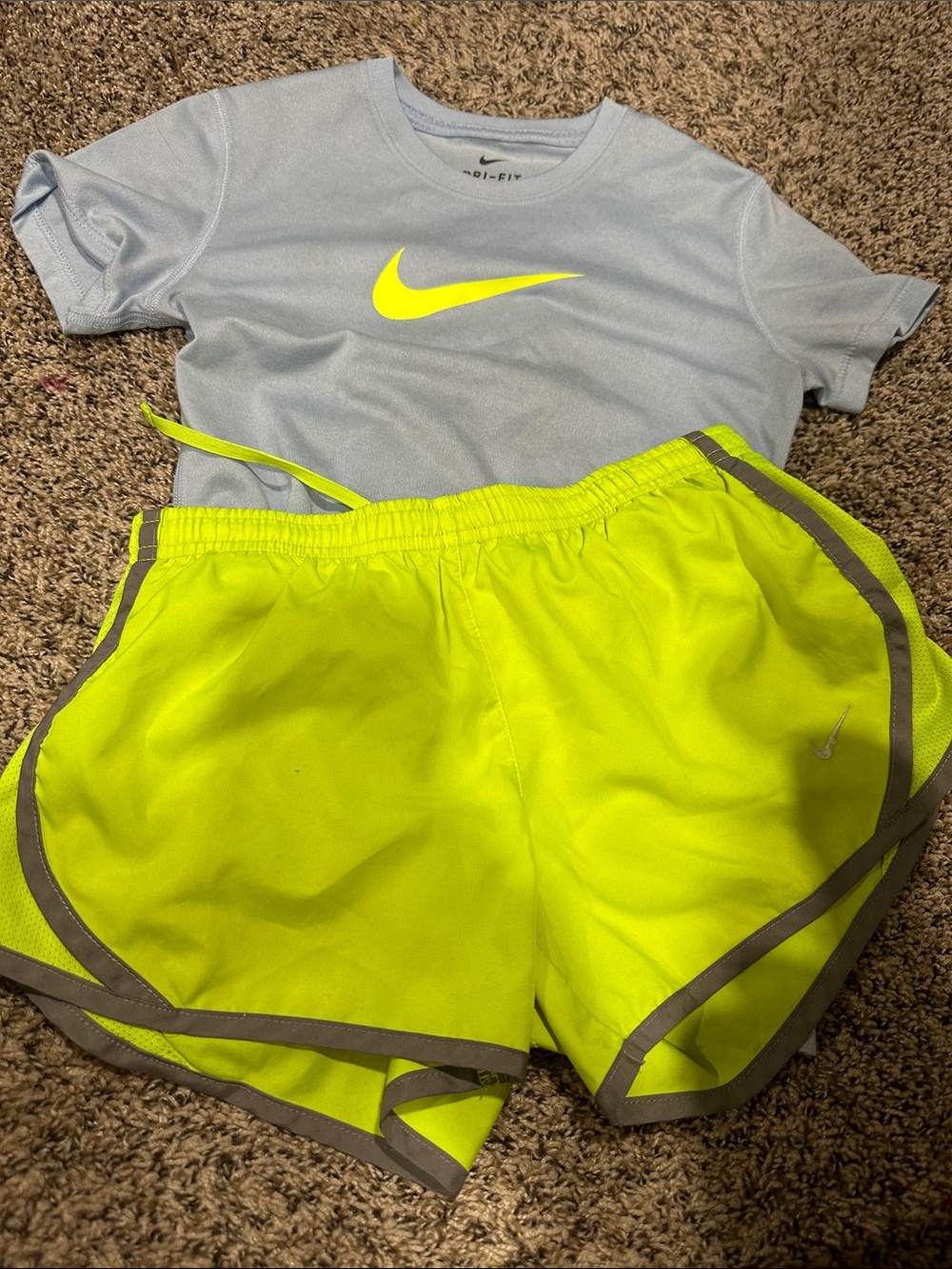 Nike Women’s Neon Yellow Athletic Shorts with Reflective Trim